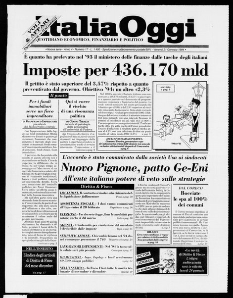 Italia oggi : quotidiano di economia finanza e politica